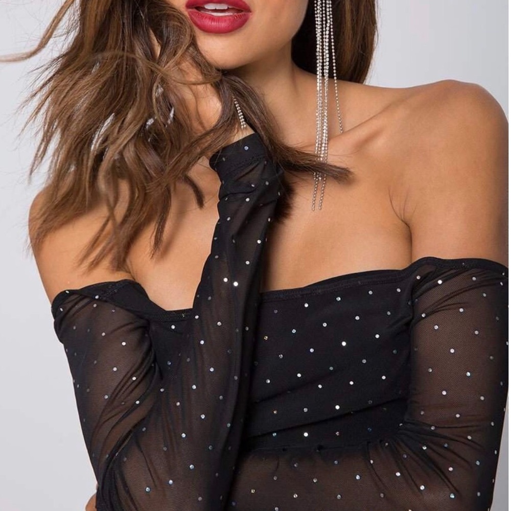 Motel Rocks Nomi Mesh Bodysuit - Sparkly Polka Dot